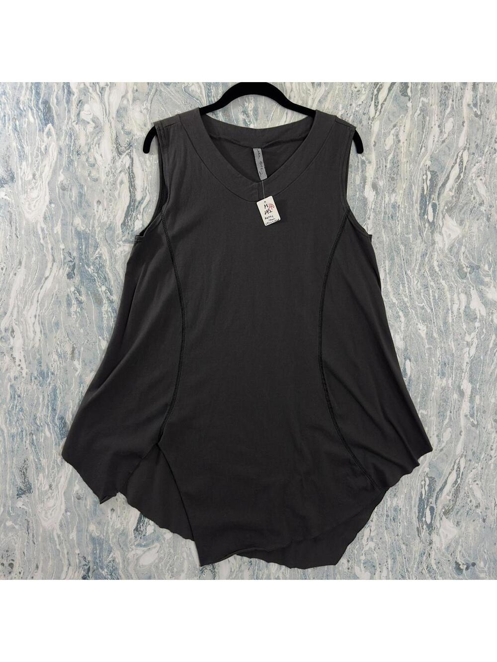 Minimalist Charcoal Sleeveless Tank Top Tunic (M)